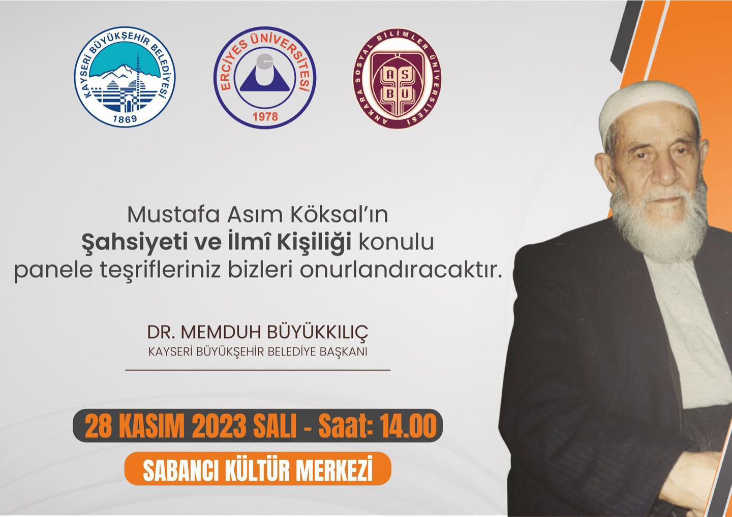 Kayseri'de İslam Tarihi Yazarı Mustafa Asım Köksal Anısına Özel Panel Düzenlenecek