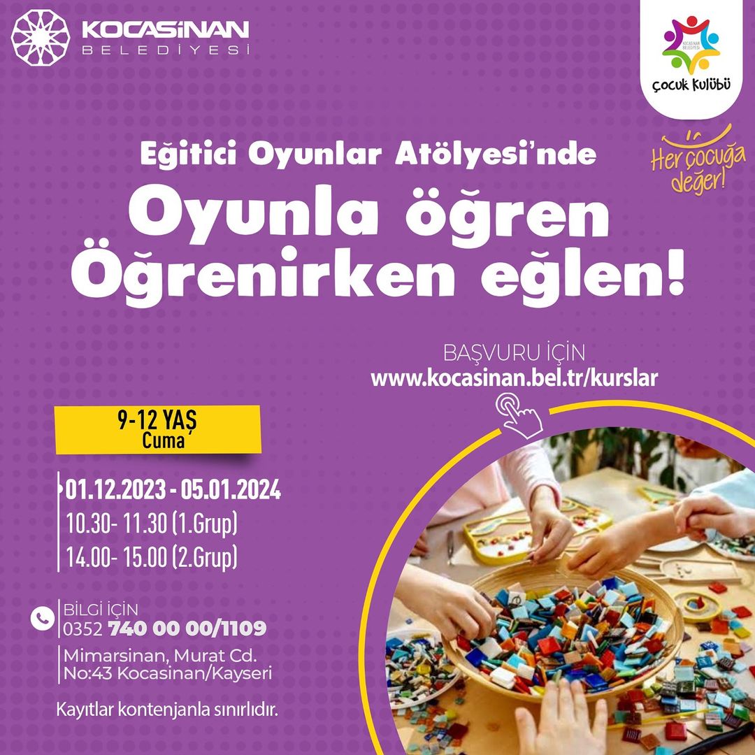 Kocasinan Belediyesi, Çocukları Eğlendirip Öğretmeyi Hedefliyor