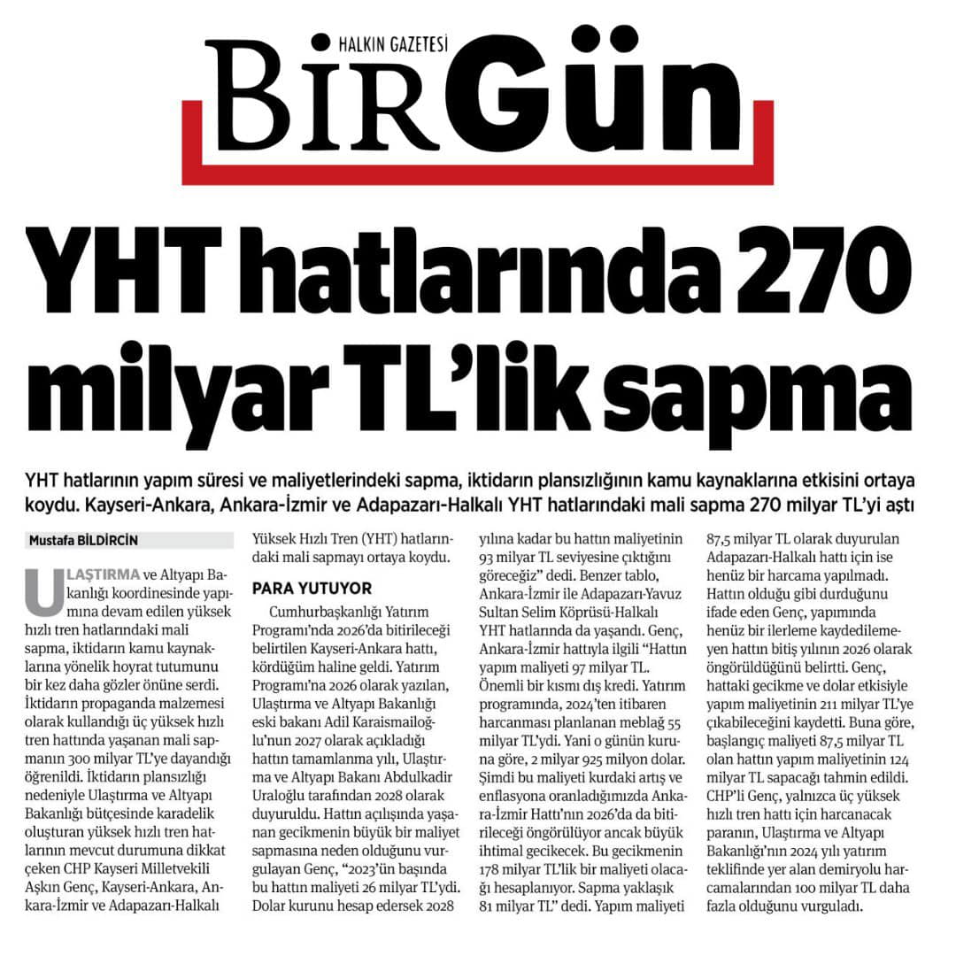 CHP Kayseri İl Başkanlığı: Ulaşım Projelerindeki Maliyet Artışı Gündemde