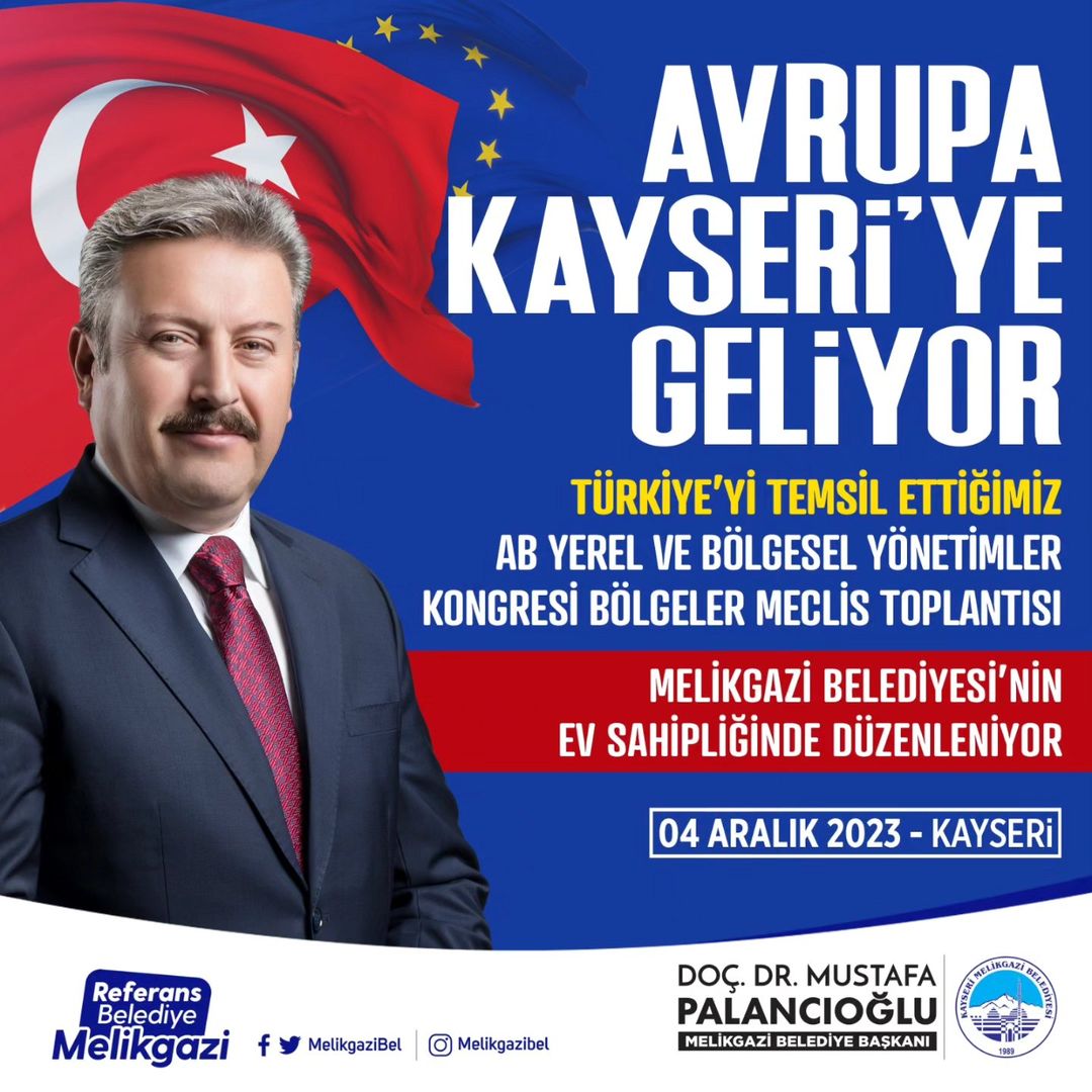 Kayseri'nin Melikgazi ilçesi, Avrupa Birliği Bölgeler Meclisi Toplantısına ev sahipliği yapacak