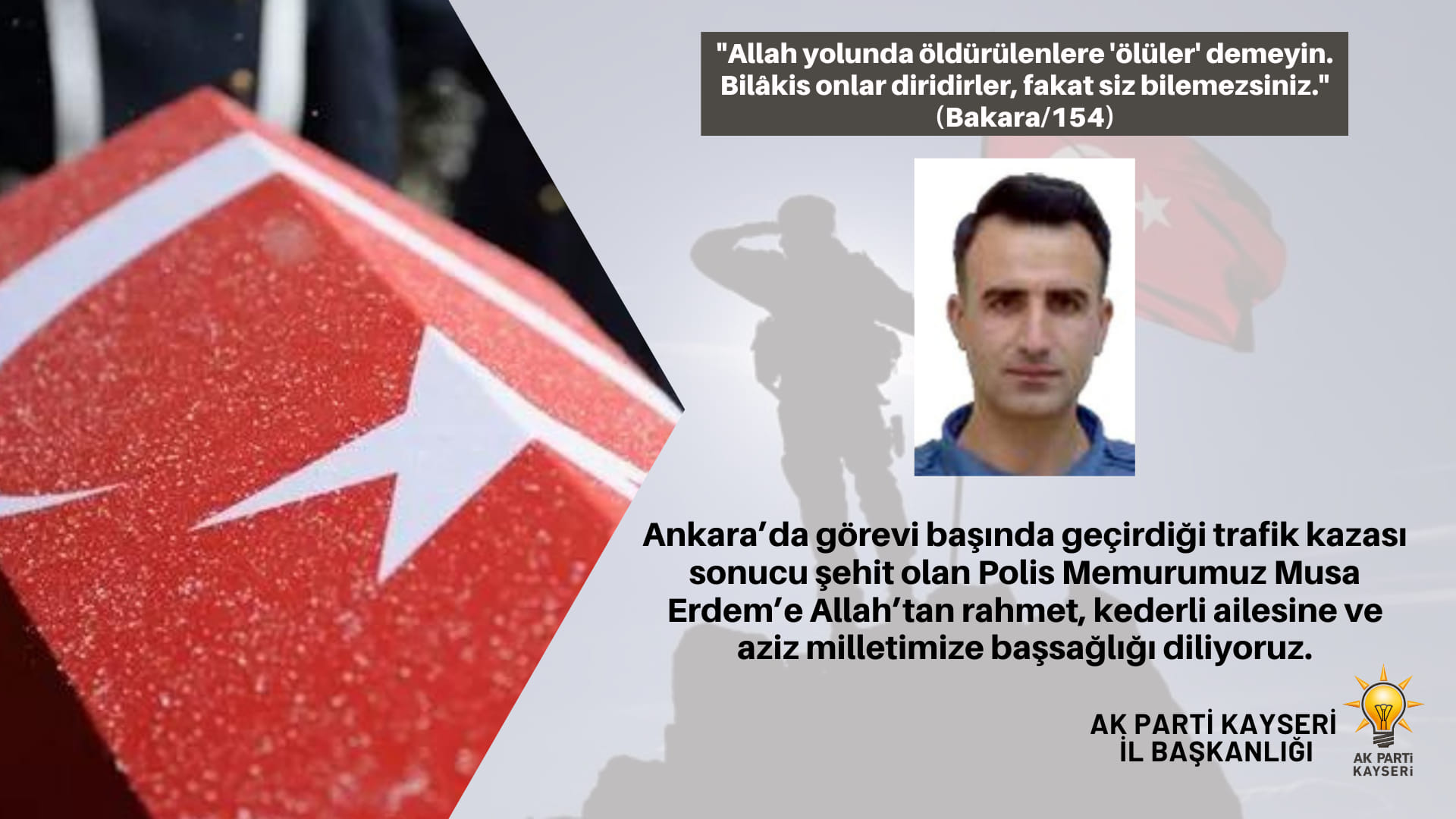 Kayseri Şehidi Musa Erdem'e Başsağlığı Dilekleri