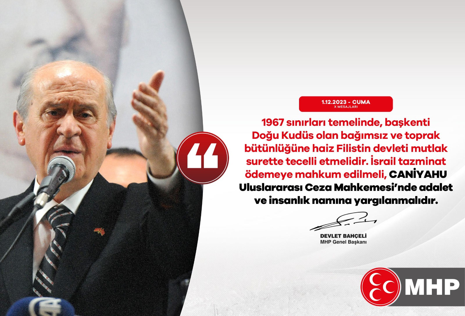 MHP Lideri Devlet Bahçeli'den Filistin İçin Çarpıcı Açıklamalar!