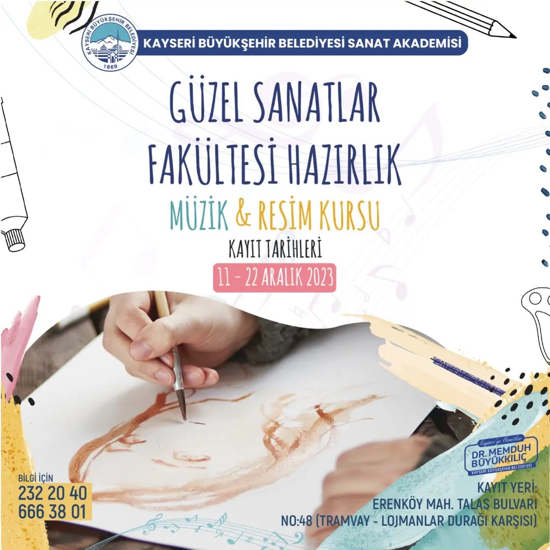 Kayseri Büyükşehir Belediyesi, Gençlere Sanat Eğitimi İçin Büyük Fırsat Sağlıyor