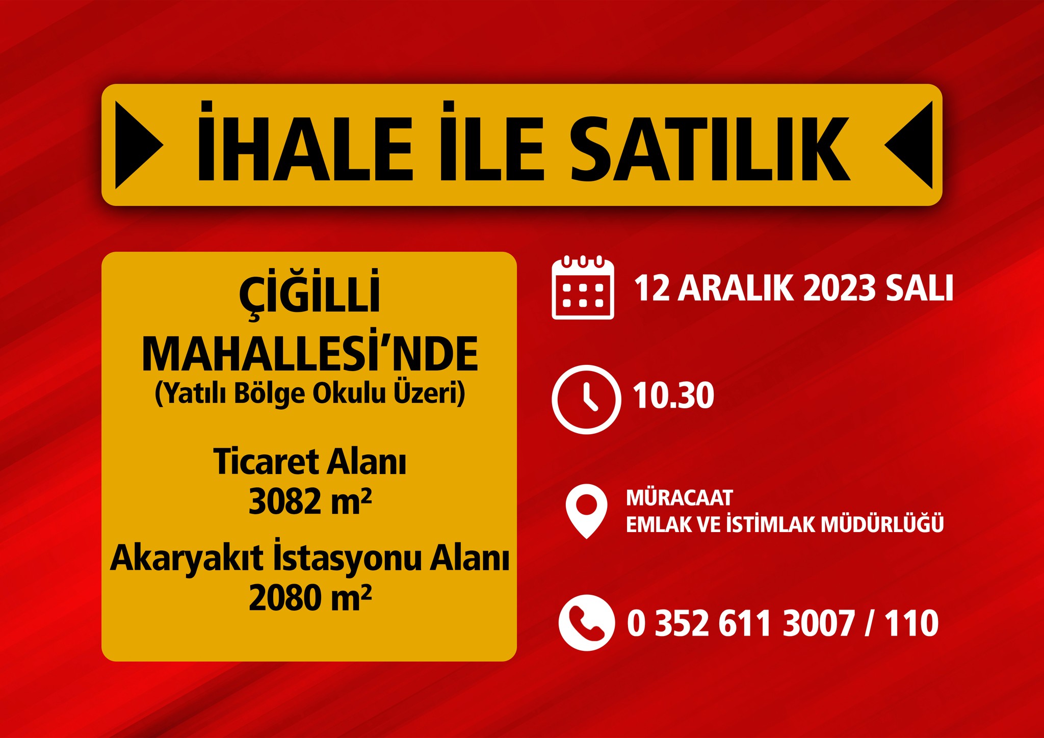Yahyalı Belediyesi, Çiğilli Mahallesi'ndeki taşınmazların satışını yapacak