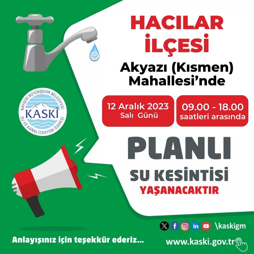 Hacılar Belediyesi, Akyazı Mahallesi'nde içme suyu bağlantı çalışması yapacak
