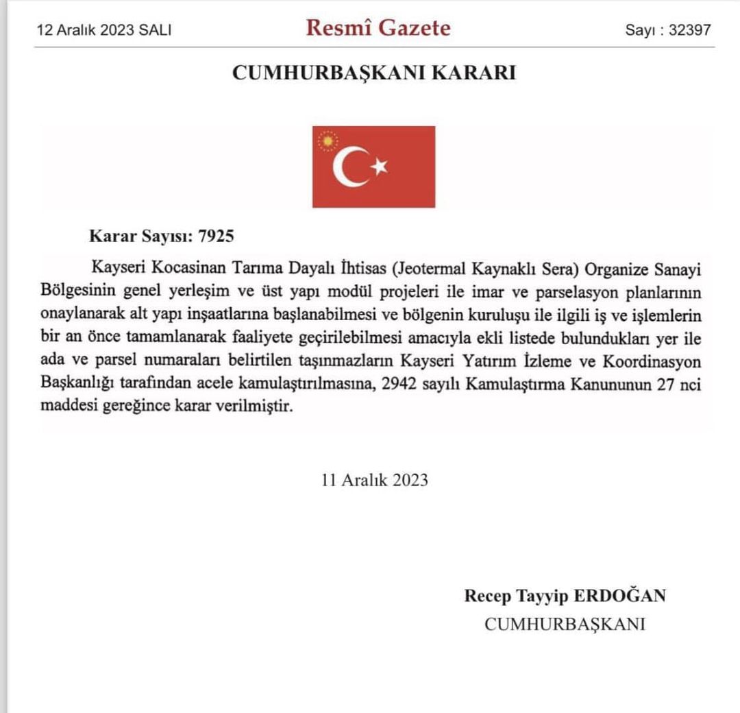 Kayseri, Tarım Sektörüne Büyük Yatırıma Hazırlanıyor