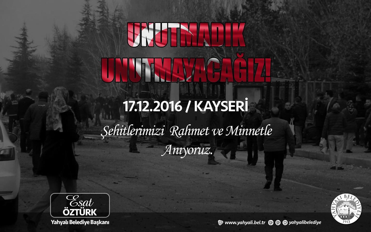Yahyalı Belediye Başkanı Esat Öztürk, Kayseri'deki Terör Saldırısı Şehitlerini Anma Programı Düzenliyor.