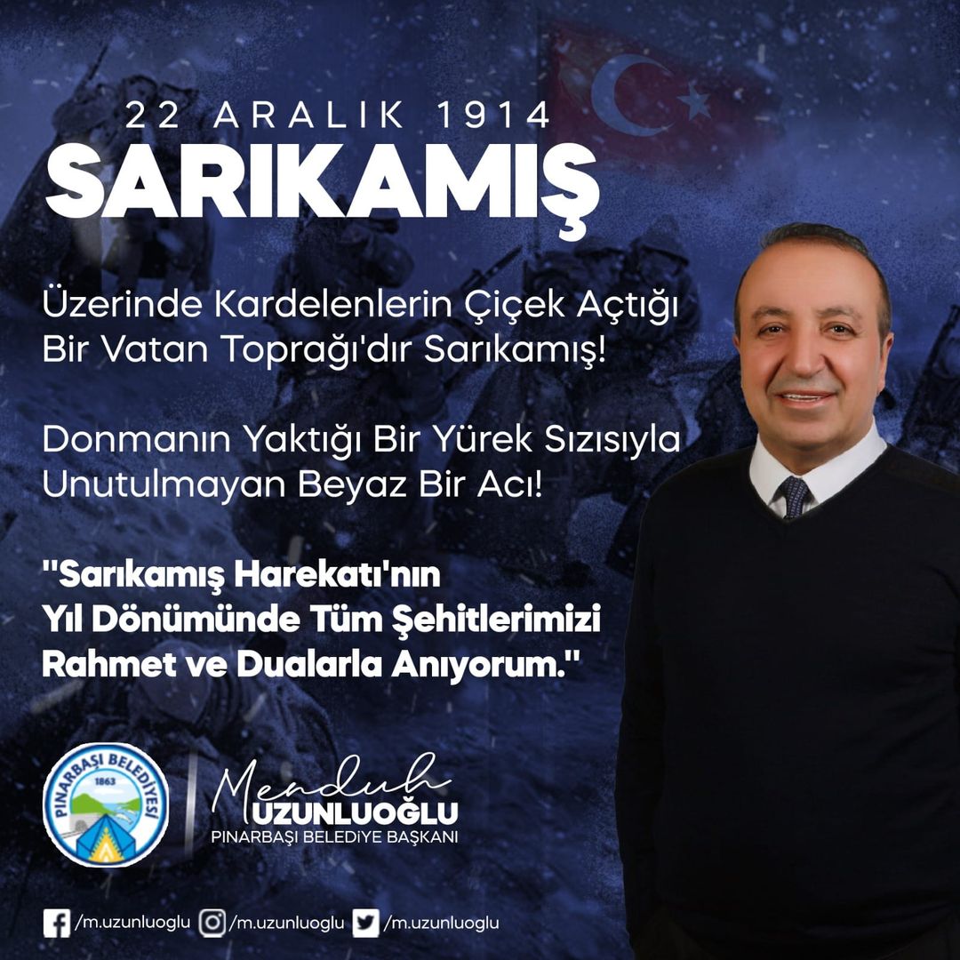 Pınarbaşı Belediyesi, Sarıkamış Şehitlerini Anma Etkinlikleri Düzenliyor