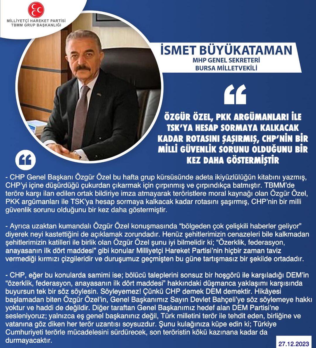 CHP'nin Milli Güvenlik Meselesi Haline Geldiği İddia Edildi
