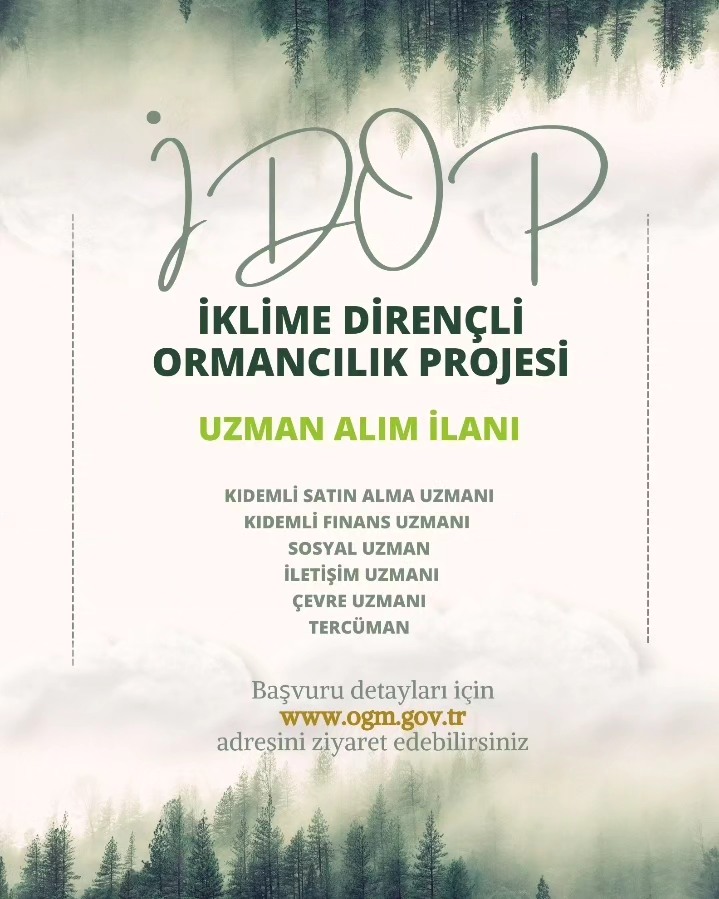 Kayseri Orman Bölge Müdürlüğü, İklime Dirençli Ormancılık Projesi için uzman kadro başvurularını kabul etmeye başladı.