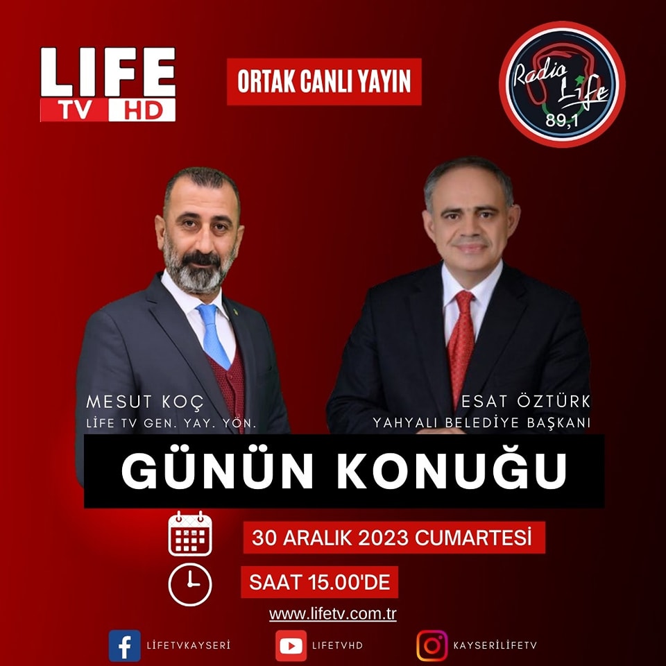 Yahyalı Belediye Başkanı Esat Öztürk, canlı yayında projeleri ve gelecek planları hakkında açıklama yapacak.