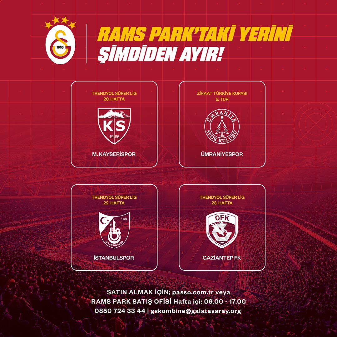 GS Bonus Kart Sahipleri, Galatasaray Tesisleri'nde Ocak Ayı Maçları İçin Öncelikli Bilet Alabilirsiniz!