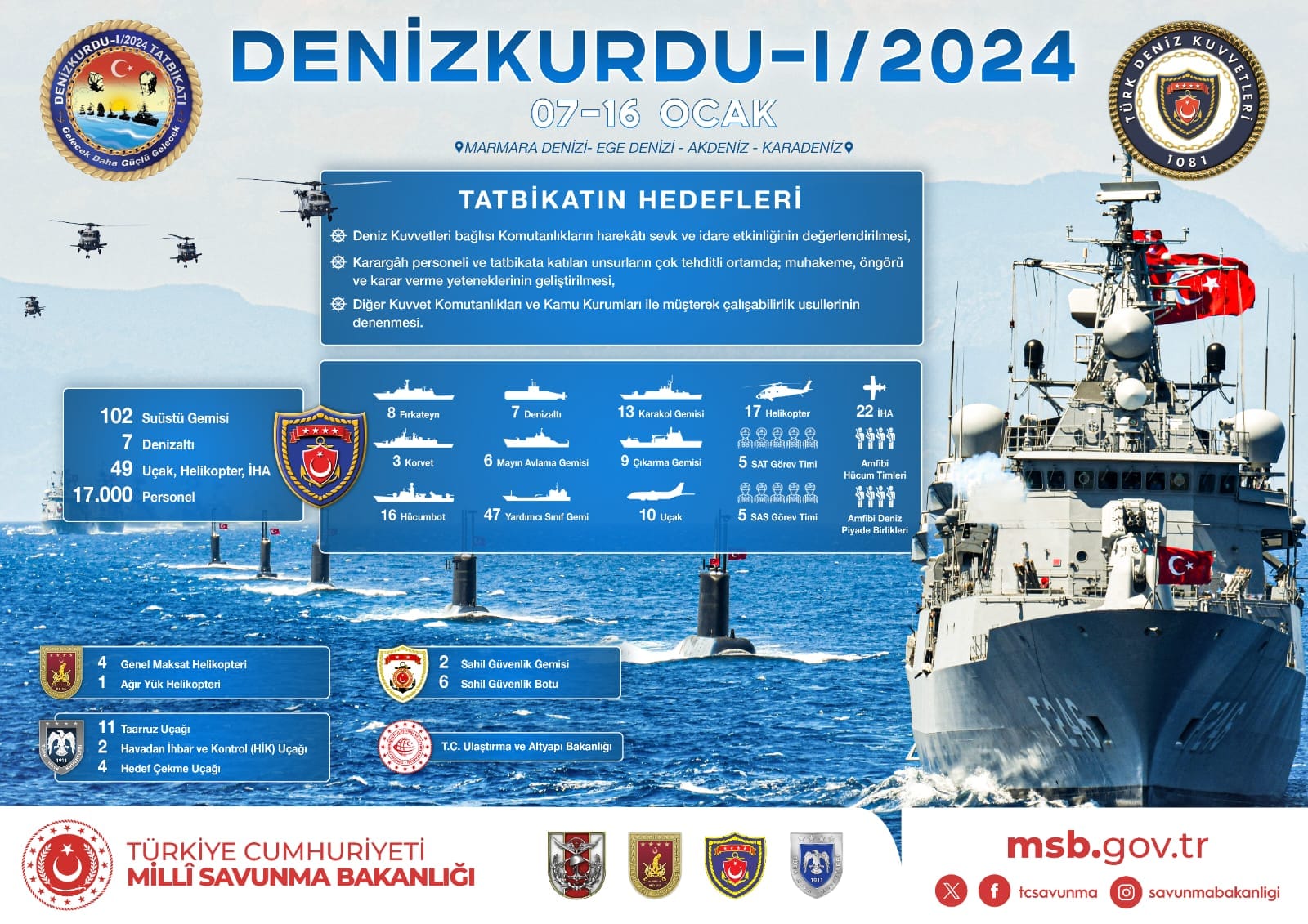 Türk Silahlı Kuvvetleri, Denizkurdu I-2024 Tatbikatı'na başarıyla başladı!