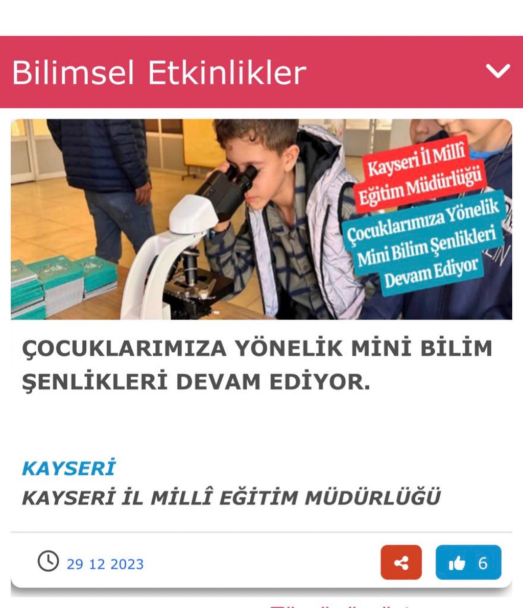 Kayseri'de Mini Bilim Şenlikleri ile eğitimde başarı sağlanıyor