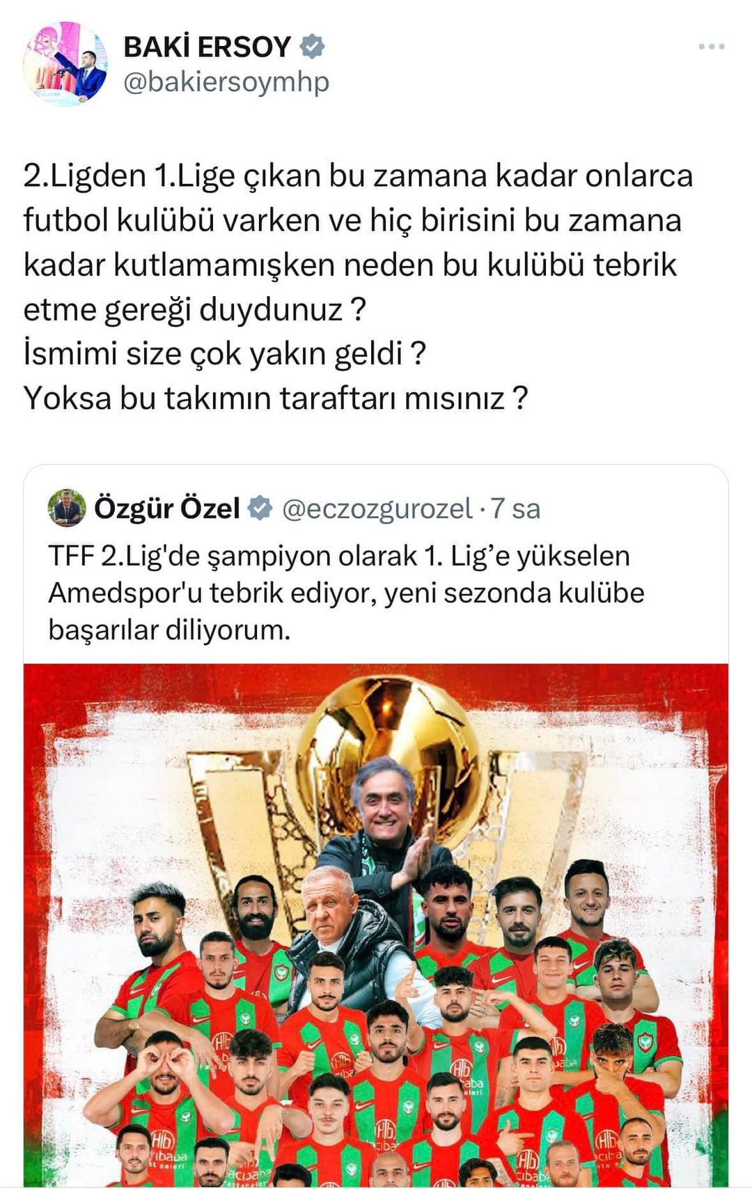 MHP Milletvekili Baki Ersoy, Futbol Kulübünün Başarısını Kutladı