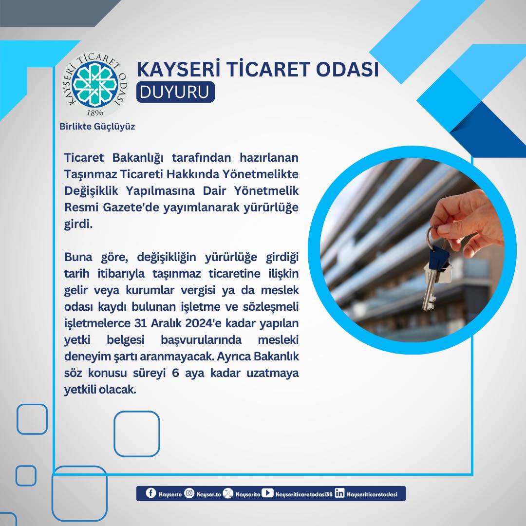 Ticaret Bakanlığı'nın Yönetmelik Değişikliği Resmi Gazete'de Yayımlandı