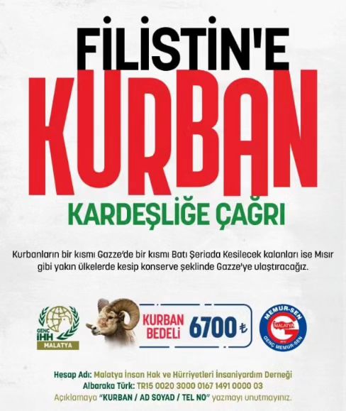 Malatya'da Filistin için Ortak Kurban Organizasyonu