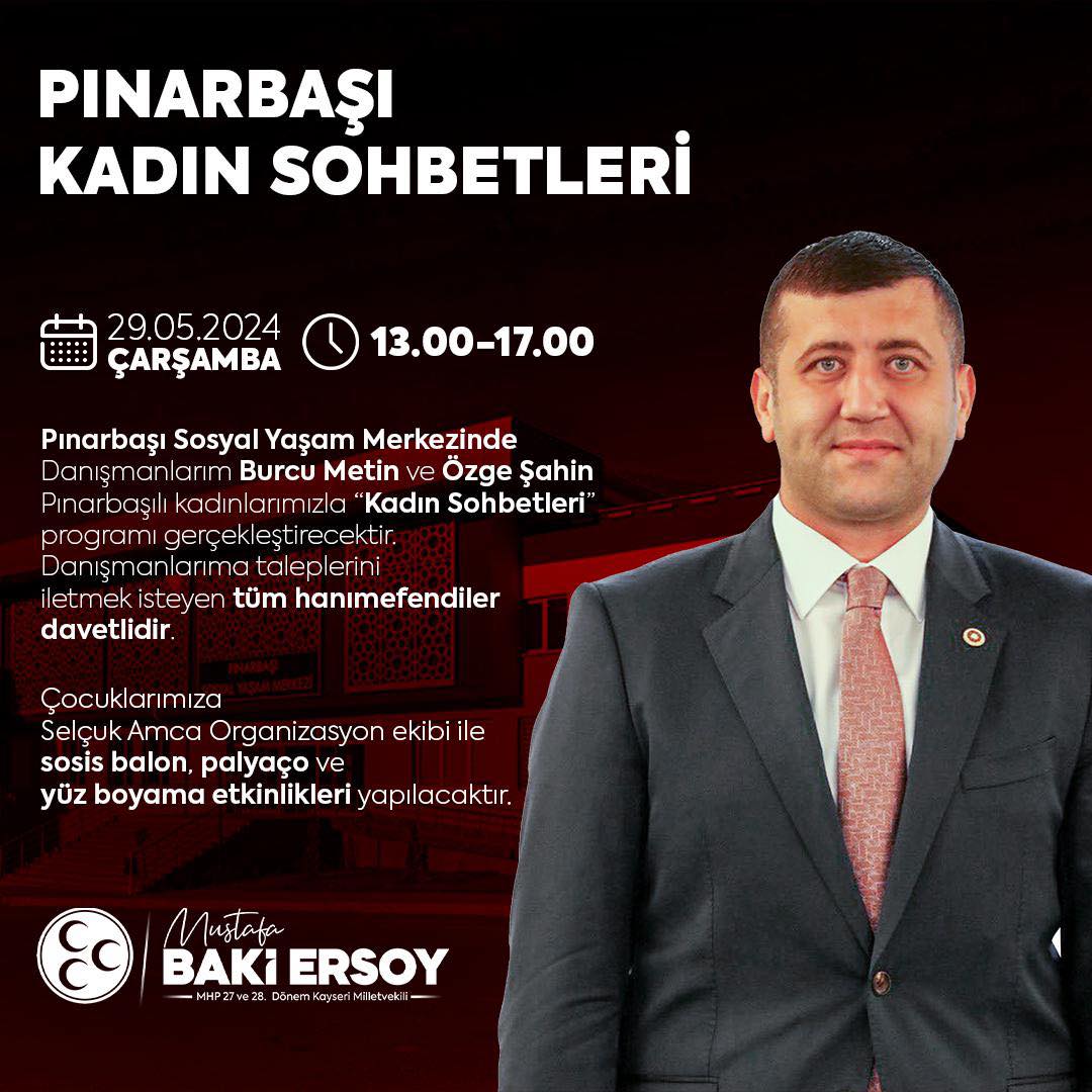 MHP Kayseri Milletvekili Baki Ersoy, Pınarbaşı'da Kadın Sohbetleri Programı Düzenliyor