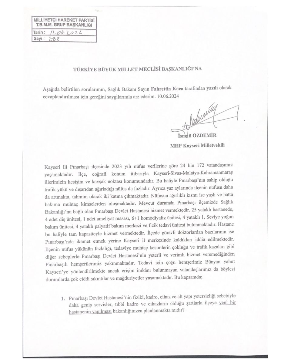MHP Milletvekili İsmail Özdemir, Kayseri'nin ihtiyaç ve taleplerini Meclis'e taşıyor