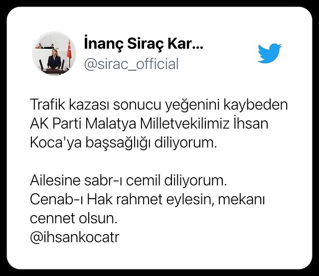 AK Parti Milletvekili İhsan Koca'nın Yeğeni Trafik Kazasında Hayatını Kaybetti
