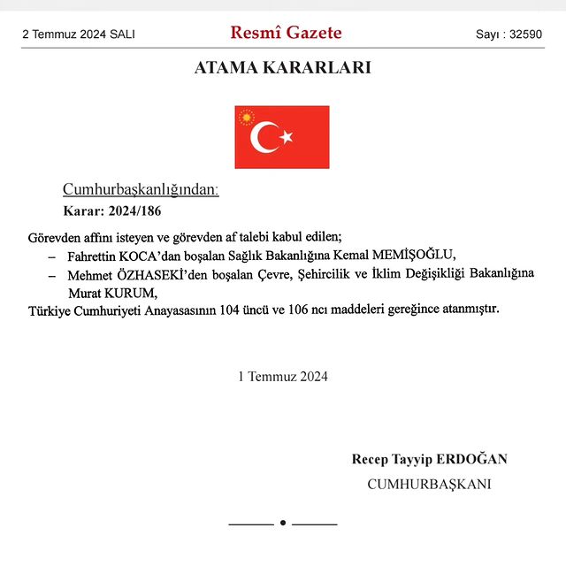 Yeni Bakanlar Göreve Atandı