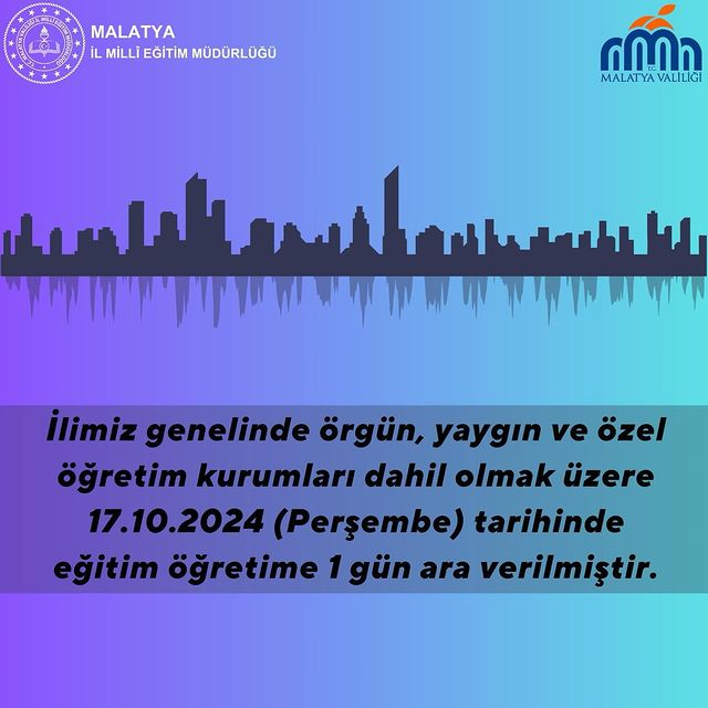 Malatya'da Eğitim Öğretime Ara Verildi