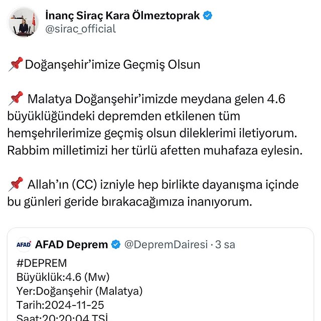 Doğanşehir'de 4.6 Büyüklüğünde Bir Deprem Meydana Geldi