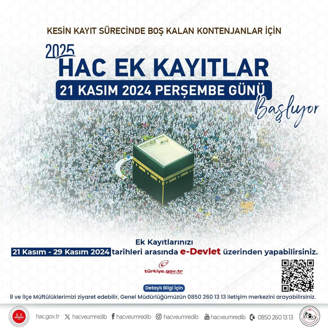 2025 Yılı Hac Kaydı için Ek Başvurular Başlıyor