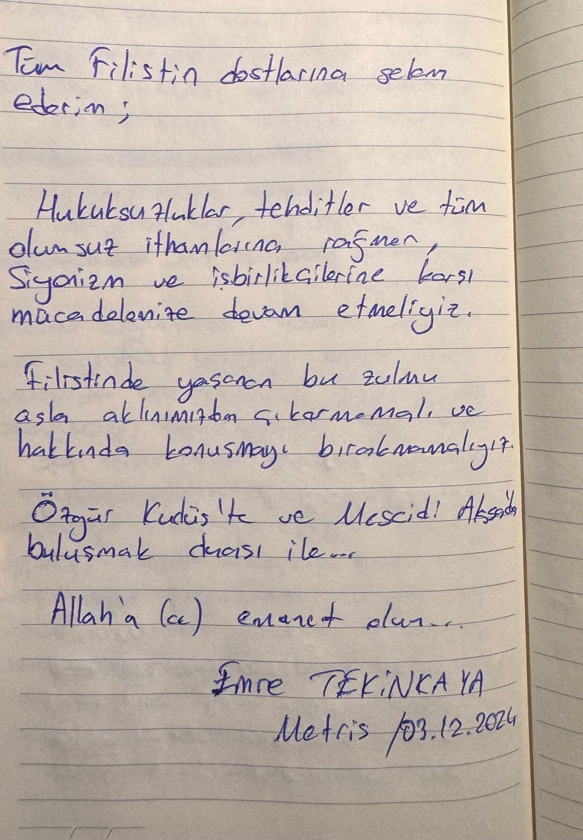 Zindandan Kudüs Sevdalılarına Mektuplar