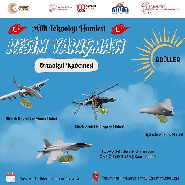 Malatya İl Milli Eğitim Müdürlüğü'nden Millî Teknoloji Hamlesi Temalı Resim Yarışması