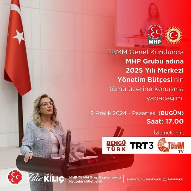 TBMM Genel Kurulu'nda MHP Grubu, 2025 Yılı Merkezi Yönetim Bütçesi Üzerine Konuşacak