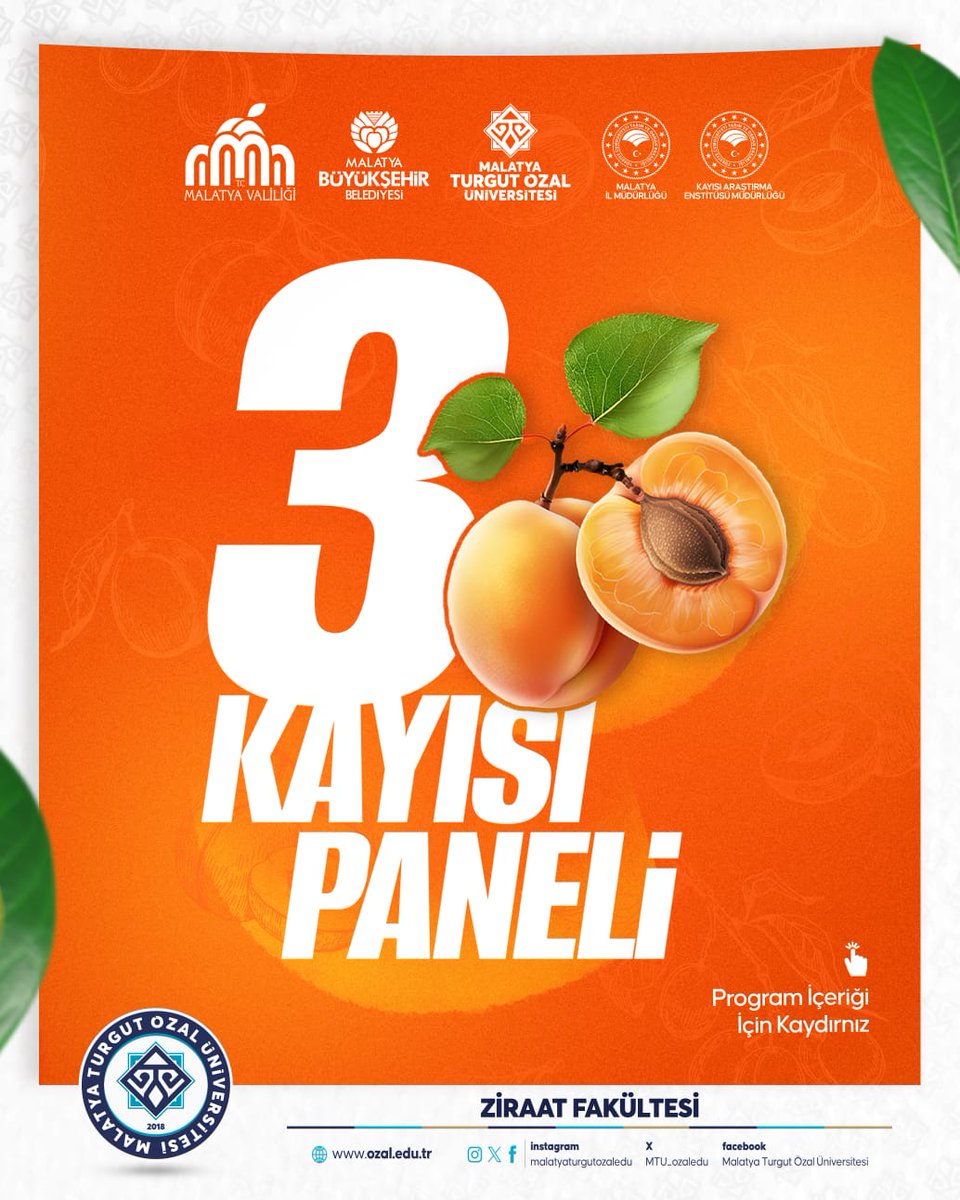 Malatya Turgut Özal Üniversitesi'nde 3 Kayısı Paneli Gerçekleştirilecek