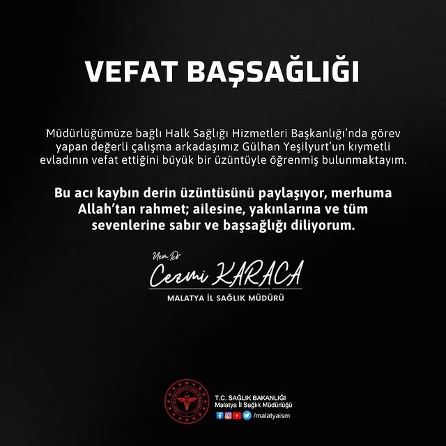 Malatya Halk Sağlığı Çalışanının Yakınları Derinden Üzüldü