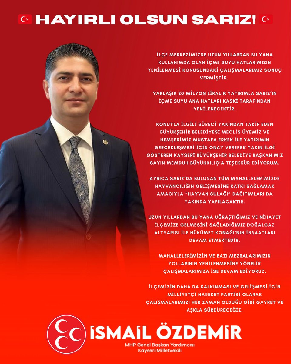 Sarız’da İçme Suyu Hatları Yenileniyor: 20 Milyon Liralık Yatırım Yapıldı