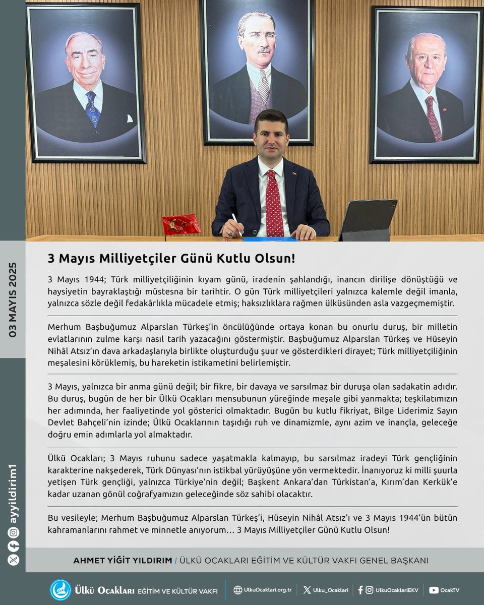 Nevşehir Ülkü Ocakları 3 Mayıs Milliyetçiler Günü'nü Kutladı