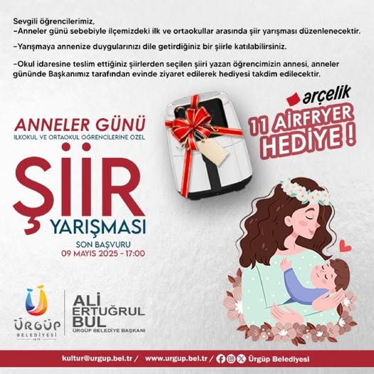 Ürgüp Belediyesi, Anneler Günü'nde Çocuklara Şiir Yarışması Düzenliyor