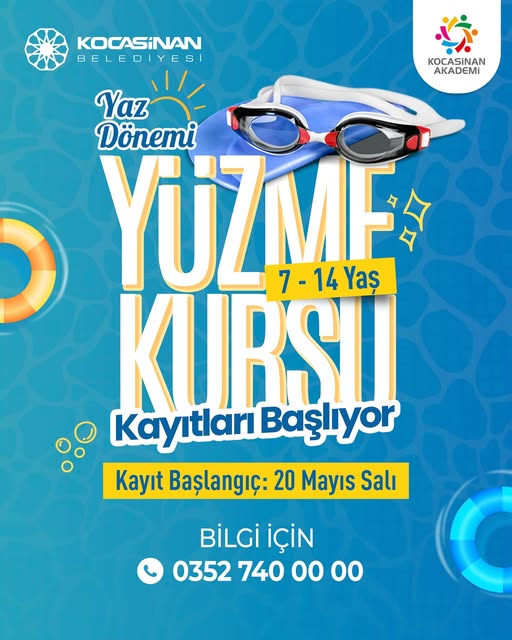Kocasinan Belediyesi'nden 7-14 Yaş Çocuklara Yüzme Kursları