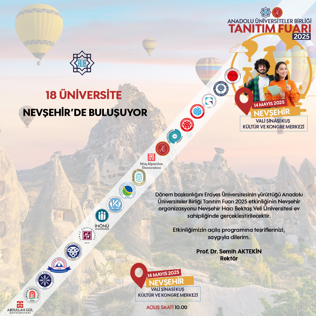 Nevşehir'de Üniversite Tanıtım ve Tercih Fuarı Düzenlenecek