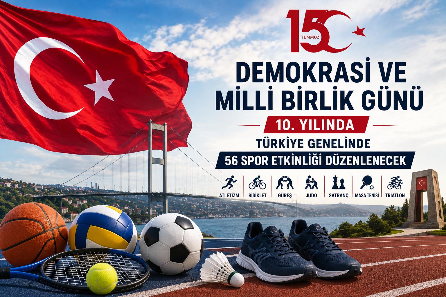 15 Temmuz’un 10. Yılında Türkiye Genelinde 56 Spor Etkinliği Düzenlenecek
