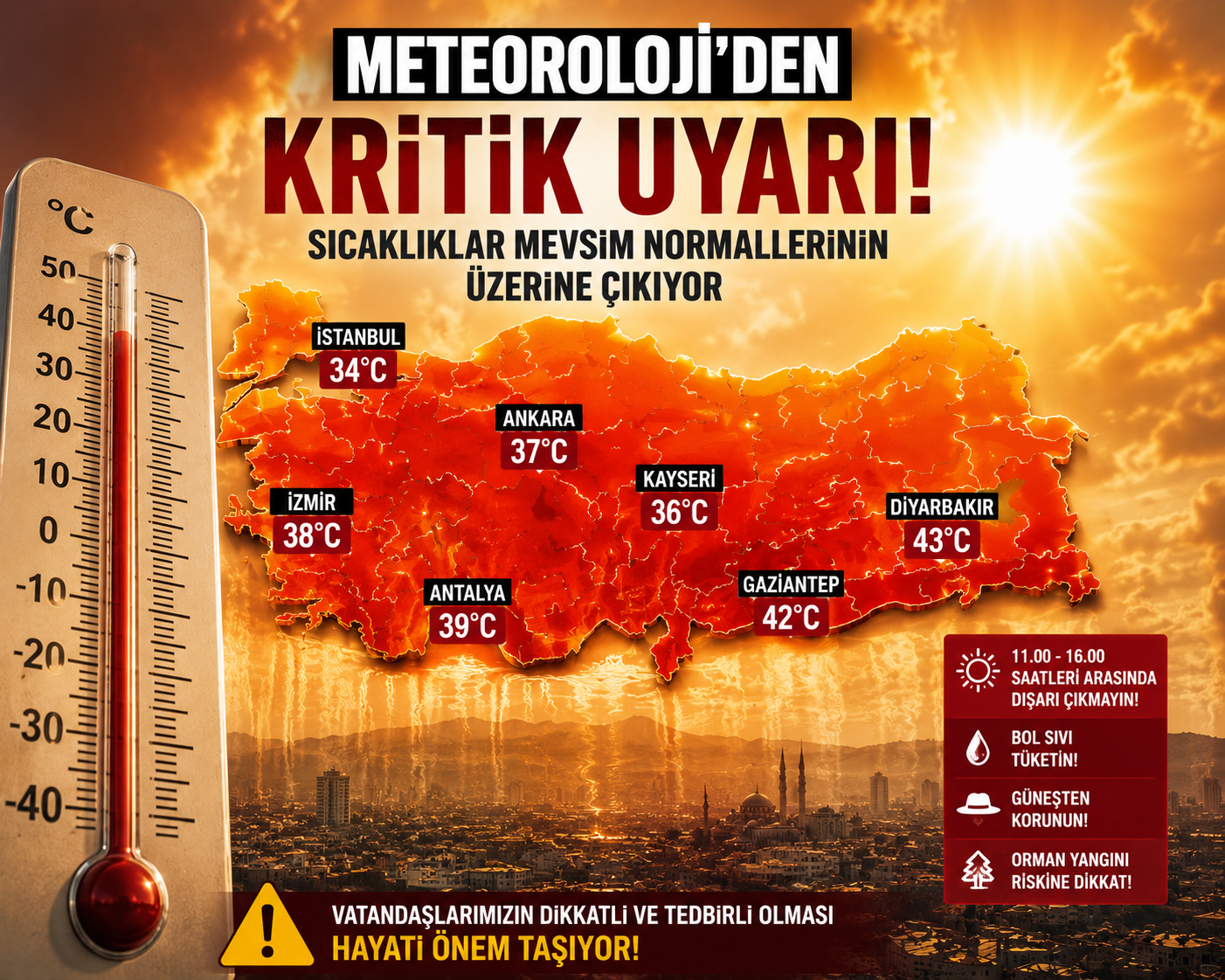 Meteoroloji'den Kritik Uyarı: Sıcaklıklar Mevsim Normallerinin Üzerine Çıkıyor