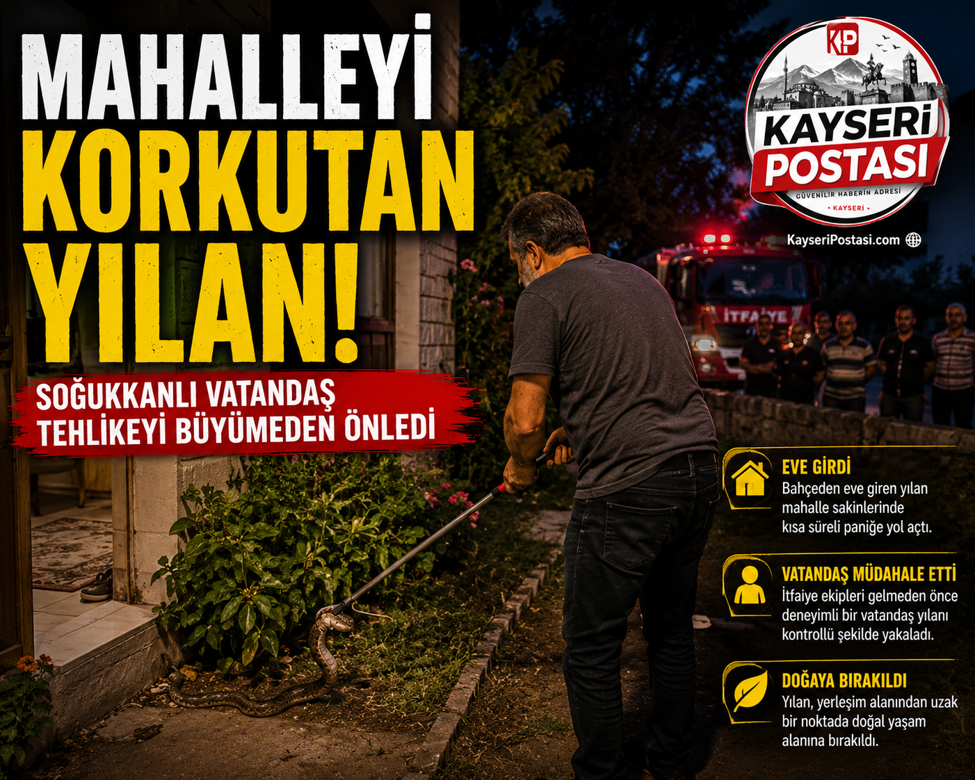 Eve Giren Yılan Mahalleyi Korkuttu! Soğukkanlı Müdahale Paniği Önledi