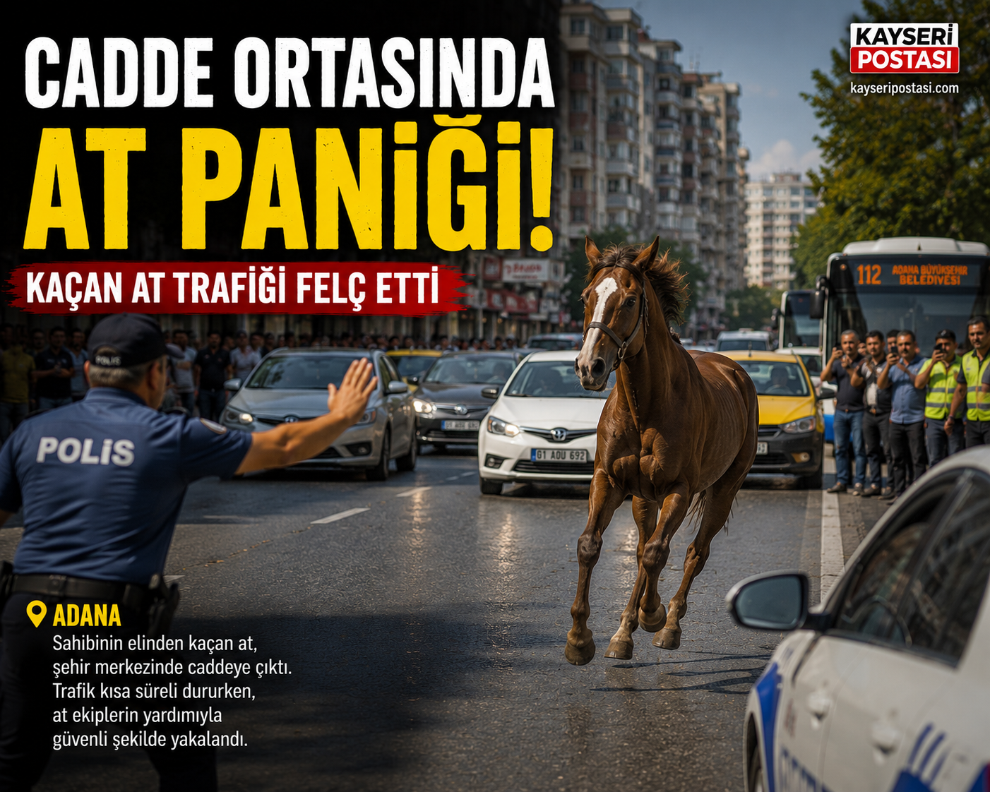 Cadde Ortasında At Paniği! Kaçan At Trafiği Felç Etti